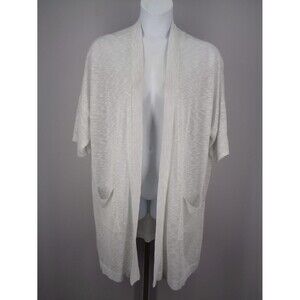 Chicos Cardigan Mineral Gray Open Front Pockets Lightweight Sheer 3 (16) XL New